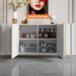 Aurea 1600mm Light Luxury Sideboard White Rectangular Buffet 2 Doors 2 Shelves in Gold - thumbnail 3