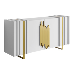 Aurea 1600mm Light Luxury Sideboard White Rectangular Buffet 2 Doors 2 Shelves in Gold - thumbnail 8