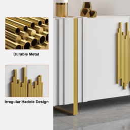 Aurea 1600mm Light Luxury Sideboard White Rectangular Buffet 2 Doors 2 Shelves in Gold - thumbnail 4