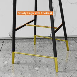 Cranis Modern Bar Height Bar Stool with Arms in Grey Upholstery Velvet 2-Pieces - thumbnail 6