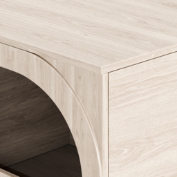 Arune Arched Glass Coffee Table Modern Whitewash Living Room Furniture with Storage and LED Light - thumbnail 9
