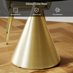 Modern 120cm Round Matte Sintered Stone Dining Table with Gold Pedestal Base, Seats 4 - thumbnail 7