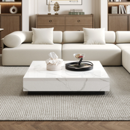 "87"" Sintered Stone Electric Fireplace TV Stand & Coffee Table Set" - thumbnail 7