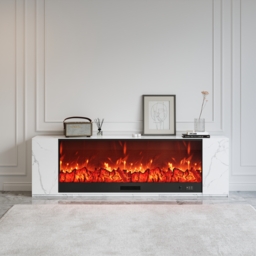 "87"" Sintered Stone Electric Fireplace TV Stand & Coffee Table Set" - thumbnail 4