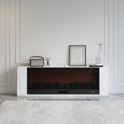 "87"" Sintered Stone Electric Fireplace TV Stand & Coffee Table Set" - thumbnail 6