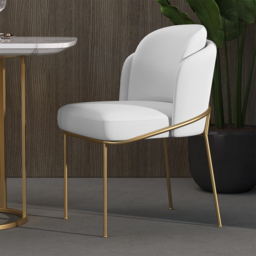 Modern Dining Chair Cotton & Linen with Upholstered Side Kitchen Chairs in White 8-Pieces