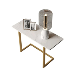 650mm C-Shaped Rectangle Sintered Stone Gold Finish Side Table - thumbnail 6