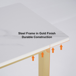 650mm C-Shaped Rectangle Sintered Stone Gold Finish Side Table - thumbnail 9