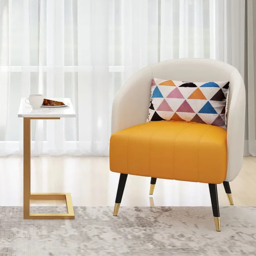 650mm C-Shaped Rectangle Sintered Stone Gold Finish Side Table - thumbnail 3