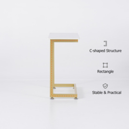 650mm C-Shaped Rectangle Sintered Stone Gold Finish Side Table - thumbnail 7
