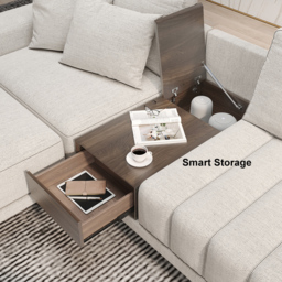 3200mm L-Shaped Modular Cotton & Linen Sectional with Chaise & Ottoman - thumbnail 8