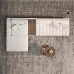 3200mm L-Shaped Modular Cotton & Linen Sectional with Chaise & Ottoman - thumbnail 6