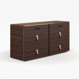 Glass Wood 1200 mm W Modern Walnut Dresser 6 Drawer Closet Island with Jewellery Display Storage - thumbnail 9