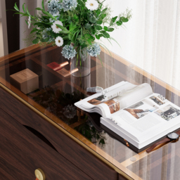 Glass Wood 1200 mm W Modern Walnut Dresser 6 Drawer Closet Island with Jewellery Display Storage - thumbnail 5