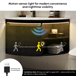 90 cm Corner Bathroom Vanity with Storage & LED Sensor Light - thumbnail 7