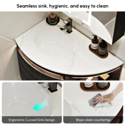90 cm Corner Bathroom Vanity with Storage & LED Sensor Light - thumbnail 5