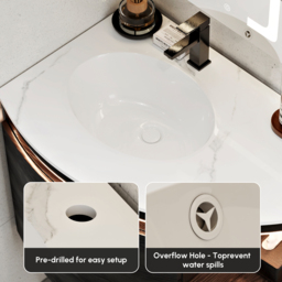 90 cm Corner Bathroom Vanity with Storage & LED Sensor Light - thumbnail 6
