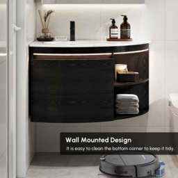 90 cm Corner Bathroom Vanity with Storage & LED Sensor Light - thumbnail 9