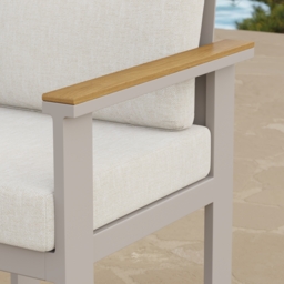 Tevara 8-Piece Rectangular Wood & Aluminium Outdoor Dining Set with Pillar Umbrella - thumbnail 7