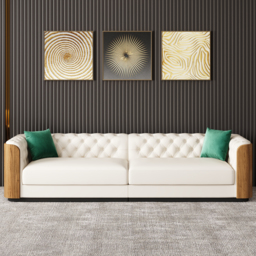 "Wovent 111"" Modern Faux Leather Tufted Sofa Living Room Set of 2" - thumbnail 4