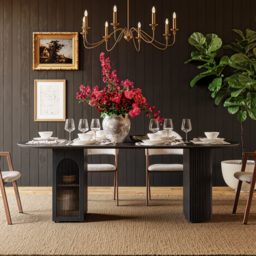 180cm Faux Travertine Oval Dining Table with Fluted Base & Storage - thumbnail 4