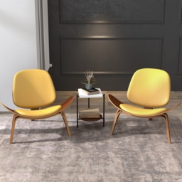 Leather Walnut Tripod Accent Chair - thumbnail 3