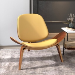 Leather Walnut Tripod Accent Chair - thumbnail 4