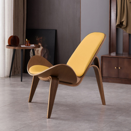 Leather Walnut Tripod Accent Chair - thumbnail 2