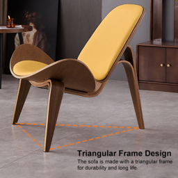 Leather Walnut Tripod Accent Chair - thumbnail 9