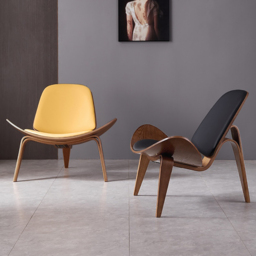 Leather Walnut Tripod Accent Chair - thumbnail 5