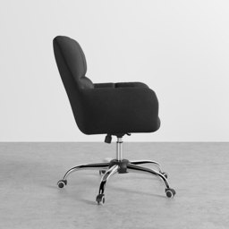 Modern Office Chair Upholstered Cotton & Linen Swivel Task Chair Height Adjustable - thumbnail 5