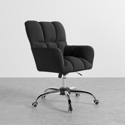 Modern Office Chair Upholstered Cotton & Linen Swivel Task Chair Height Adjustable - thumbnail 4