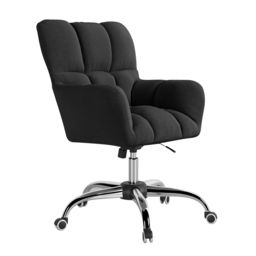 Modern Office Chair Upholstered Cotton & Linen Swivel Task Chair Height Adjustable - thumbnail 9