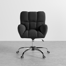 Modern Office Chair Upholstered Cotton & Linen Swivel Task Chair Height Adjustable - thumbnail 3