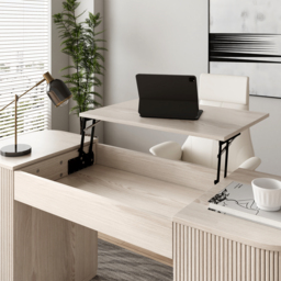Modern Wash White Standing Computer Desk & Upholstered Swivel Task Chair Set (1500mm ) - thumbnail 5