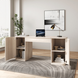 Modern Wash White Standing Computer Desk & Upholstered Swivel Task Chair Set (1500mm ) - thumbnail 4