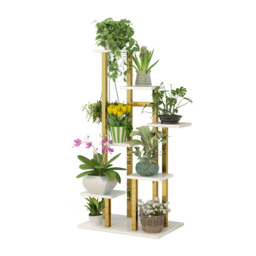 1200mm Modern Ladder 7-Tiered Plant Stand in Gold & White - thumbnail 5