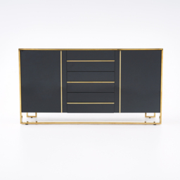 Cylina 1500mm Glossy Black Buffet & Sideboard with 3 Drawers & 2 Doors - thumbnail 6