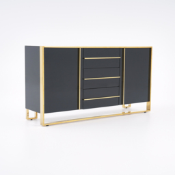 Cylina 1500mm Glossy Black Buffet & Sideboard with 3 Drawers & 2 Doors - thumbnail 7