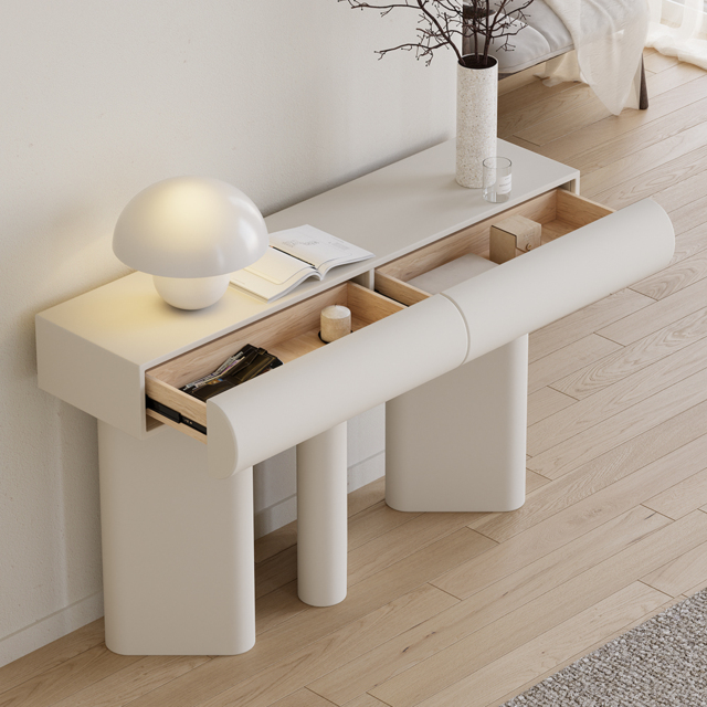 Humply 1210mm Modern Faux Leather Console Table with Storage Entryway Table - image 1