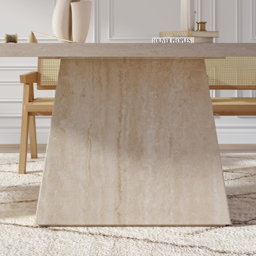 200 cm Modern Rectangular Faux Travertine Dining Table, Indoor/Outdoor, Seats 6-8 - thumbnail 7