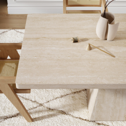 200 cm Modern Rectangular Faux Travertine Dining Table, Indoor/Outdoor, Seats 6-8 - thumbnail 6
