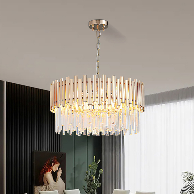 Tierizo Modern 12-Light Tiered Crystal Chandelier with Adjustable Chain in Gold - image 1