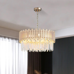 Tierizo Modern 12-Light Tiered Crystal Chandelier with Adjustable Chain in Gold - thumbnail 2