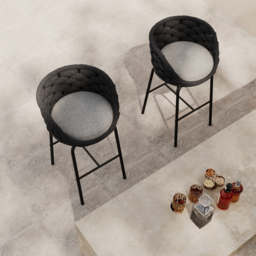 2 Pieces Outdoor Chair Patio Woven Rope & Aluminium 965 mm Bar Stools Set with Backs - thumbnail 5