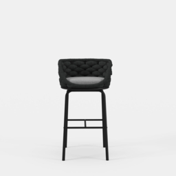 2 Pieces Outdoor Chair Patio Woven Rope & Aluminium 965 mm Bar Stools Set with Backs - thumbnail 8