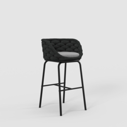 2 Pieces Outdoor Chair Patio Woven Rope & Aluminium 965 mm Bar Stools Set with Backs - thumbnail 7