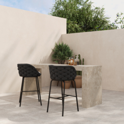 2 Pieces Outdoor Chair Patio Woven Rope & Aluminium 965 mm Bar Stools Set with Backs - thumbnail 3