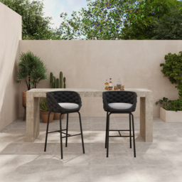 2 Pieces Outdoor Chair Patio Woven Rope & Aluminium 965 mm Bar Stools Set with Backs - thumbnail 4