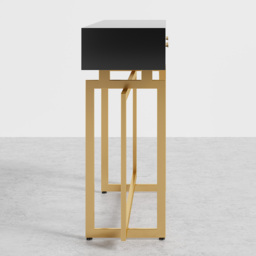 1200mm Modern Narrow Black Console Table with Storage Drawers and Metal Legs in Gold - thumbnail 6
